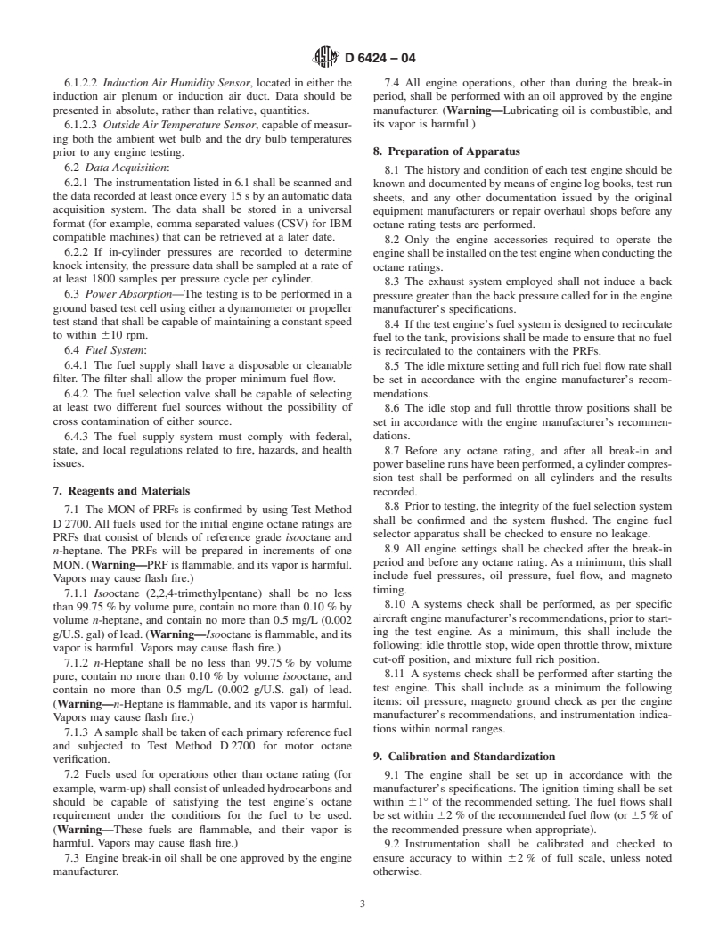 ASTM D6424-04 - Standard Practice for Octane Rating Naturally Aspirated Spark Ignition Aircraft Engines