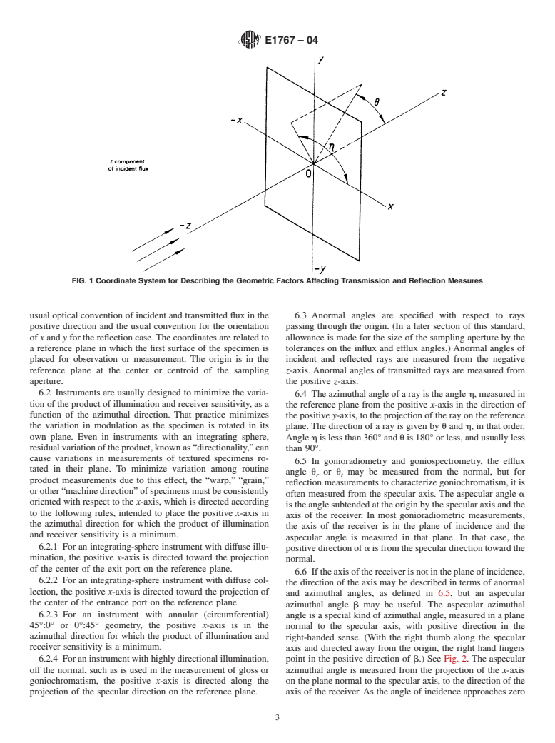 ASTM E1767-04 - Standard Practice for Specifying the Geometries of Observation and Measurement to Characterize the Appearance of Materials