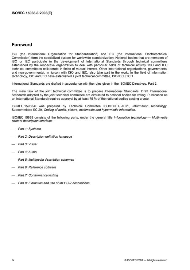 ISO/IEC 15938-6:2003 ISO/IEC 15938-6:2003 - Information technology -- Multimedia content description interface - Page 4 preview