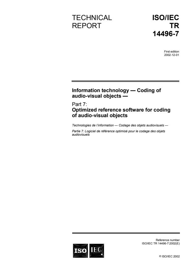 ISO/IEC TR 14496-7:2002 - Information technology -- Coding of audio-visual objects