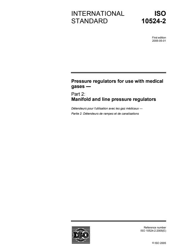 ISO 10524-2:2005 - Pressure regulators for use with medical gases