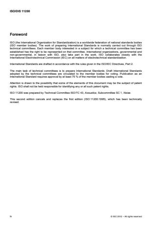 ISO 11200:2014 ISO 11200:2014 - Acoustics -- Noise emitted by machinery and equipment -- Guidelines for the use of basic standards for the determination of emission sound pressure levels at a work station and at other specified positions - Page 4 preview