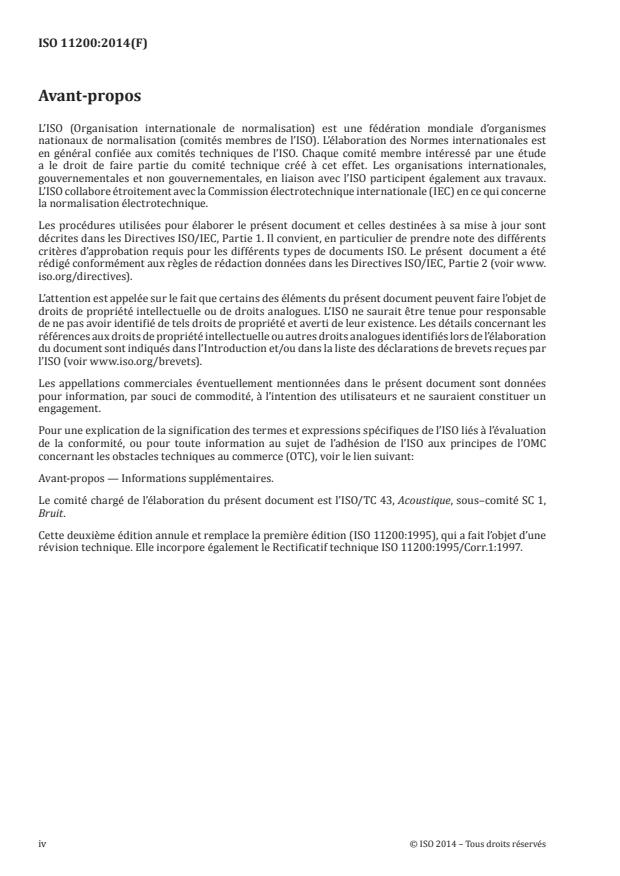 ISO 11200:2014 ISO 11200:2014 - Acoustique -- Bruit émis par les machines et équipements -- Guide d'utilisation des normes de base pour la détermination des niveaux de pression acoustique d'émission au poste de travail et en d'autres positions spécifiées - Page 4 preview