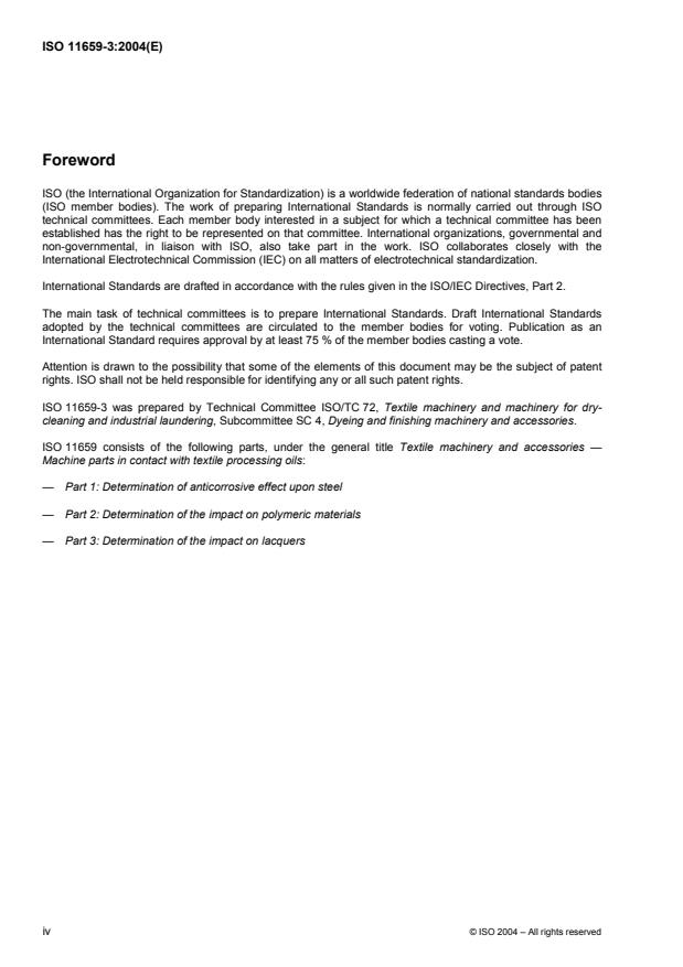 ISO 11659-3:2004 ISO 11659-3:2004 - Textile machinery and accessories -- Machine parts in contact with textile processing oils - Page 4 preview