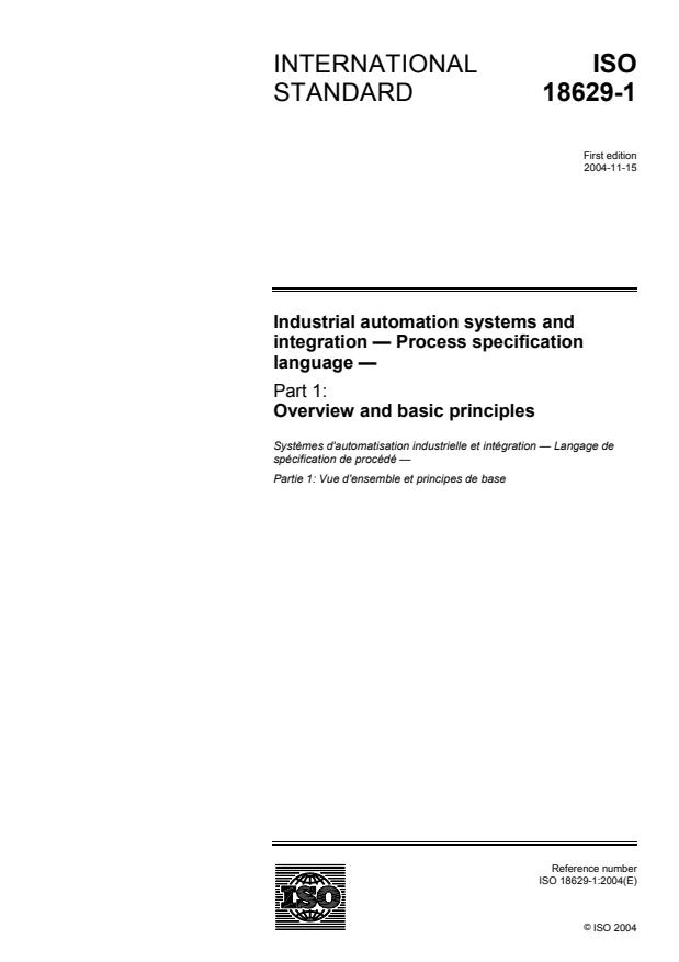 ISO 18629-1:2004 - Industrial automation systems and integration -- Process specification language
