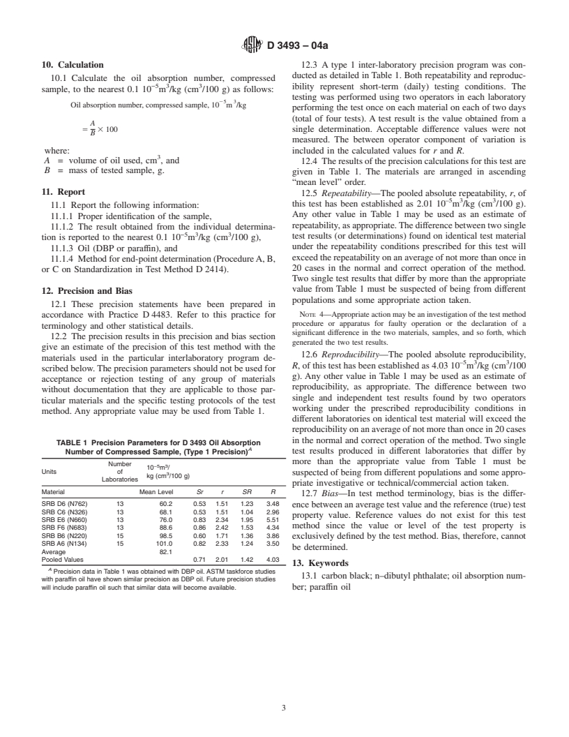 ASTM D3493-04a - Standard Test Method for Carbon Black&#8212;Oil Absorption Number of Compressed Sample (COAN)