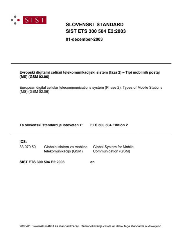 ETS 300 504 E2:2003