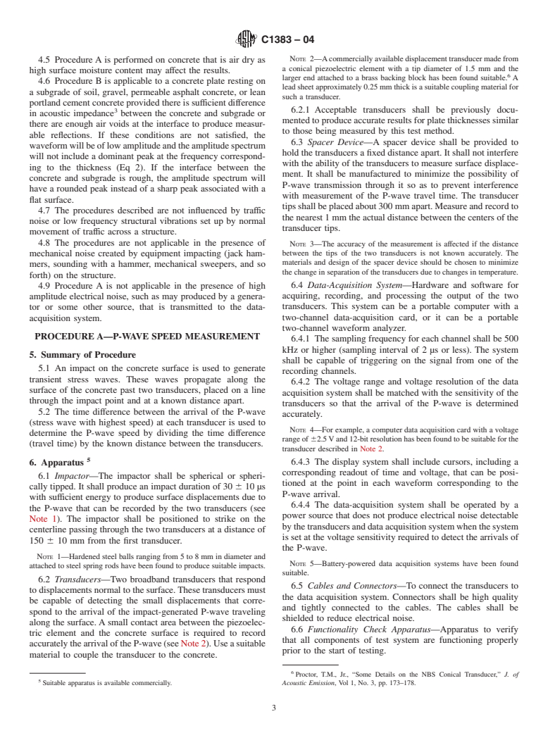 ASTM C1383-04 - Standard Test Method for Measuring the P-Wave Speed and the Thickness of Concrete Plates Using the Impact-Echo Method