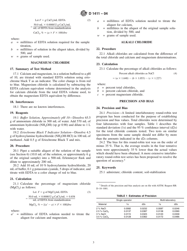 ASTM D1411-04 - Standard Test Methods for Water-Soluble Chlorides Present as Admixtures in Graded Aggregate Road Mixes