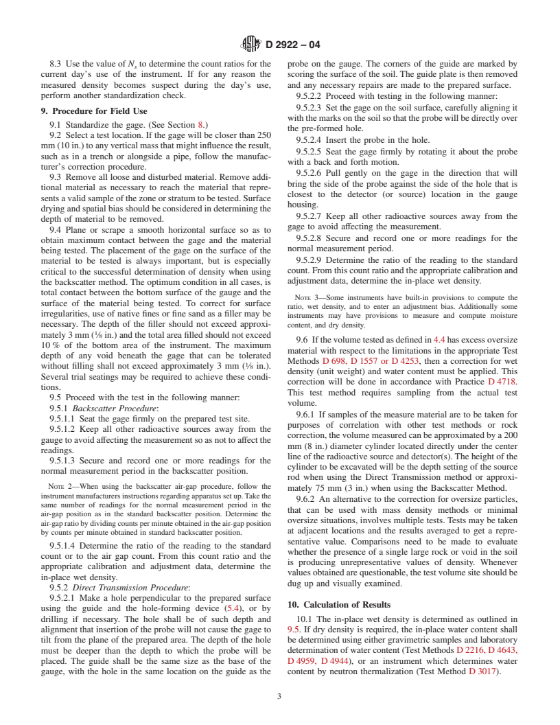 ASTM D2922-04 - Standard Test Methods for Density of Soil and Soil-Aggregate in Place by Nuclear Methods (Shallow Depth)