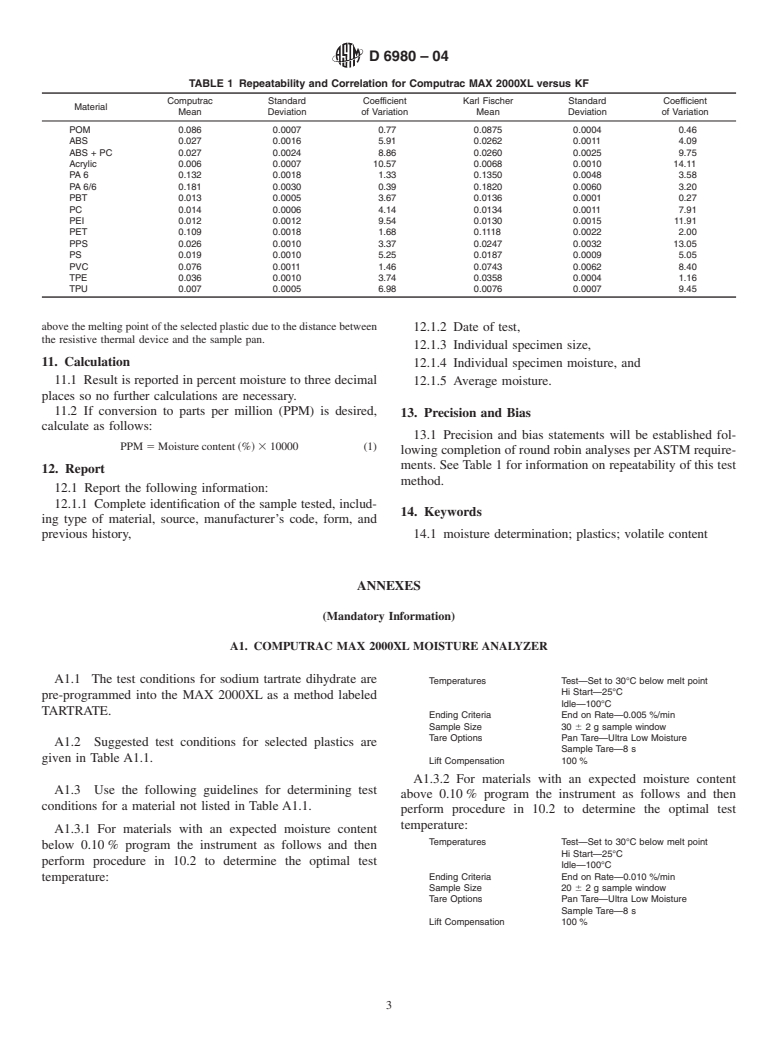 ASTM D6980-04 - Test Method for Determination of Moisture in Plastics by Loss in Weight