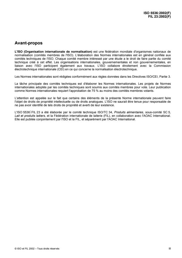 ISO 5536:2002 - Produits a base de matiere grasse laitiere -- Détermination de la teneur en eau -- Méthode de Karl Fischer