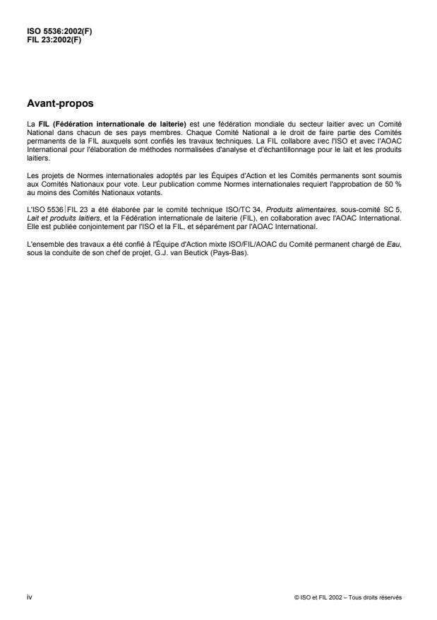 ISO 5536:2002 ISO 5536:2002 - Produits a base de matiere grasse laitiere -- Détermination de la teneur en eau -- Méthode de Karl Fischer - Page 4 preview