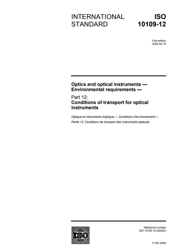 ISO 10109-12:2004 - Optics and optical instruments -- Environmental requirements