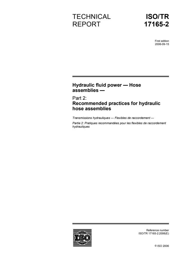 ISO/TR 17165-2:2006 - Hydraulic fluid power -- Hose assemblies