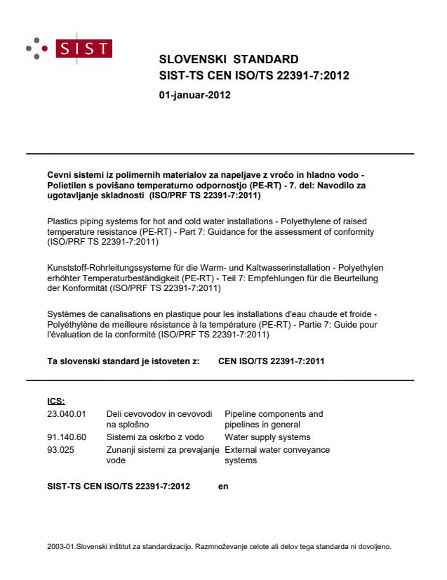 TS CEN ISO/TS 22391-7:2012 - BARVE