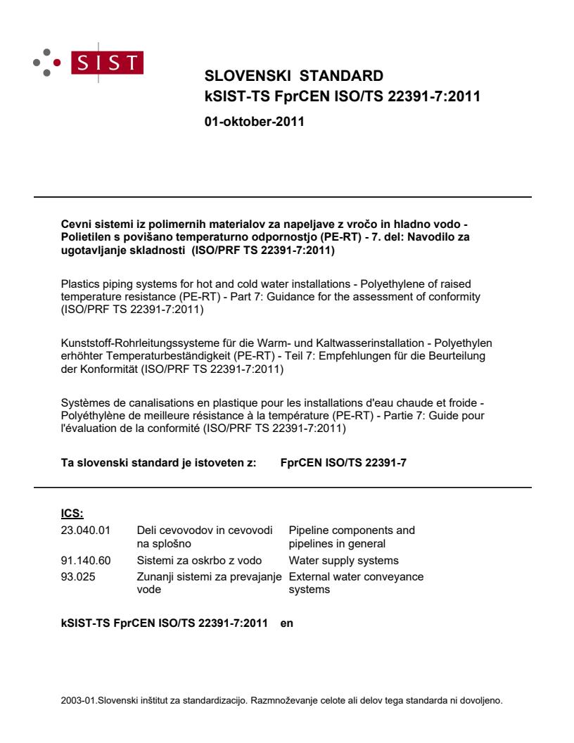kTS FprCEN ISO/TS 22391-7:2011