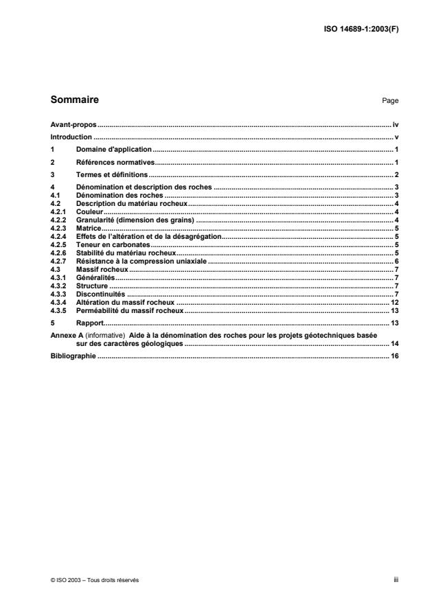 ISO 14689-1:2003 - Reconnaissance et essais géotechniques -- Dénomination, description et classification des roches