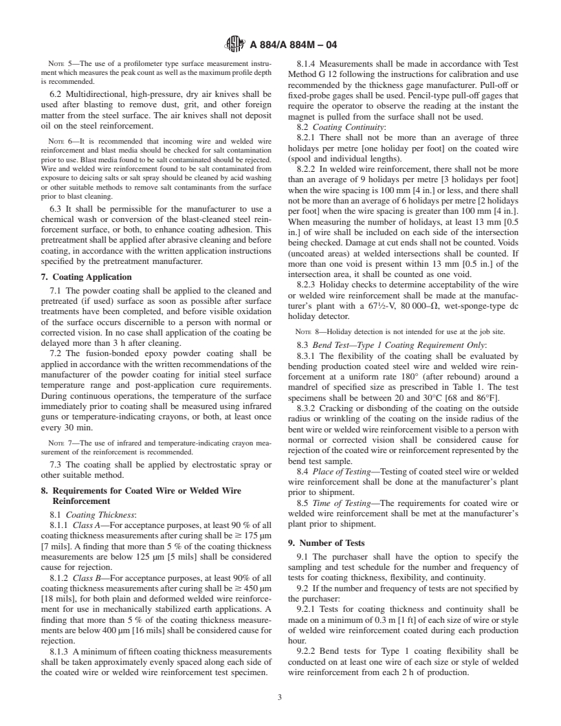 ASTM A884/A884M-04 - Standard Specification for Epoxy-Coated Steel Wire and Welded Wire Reinforcement