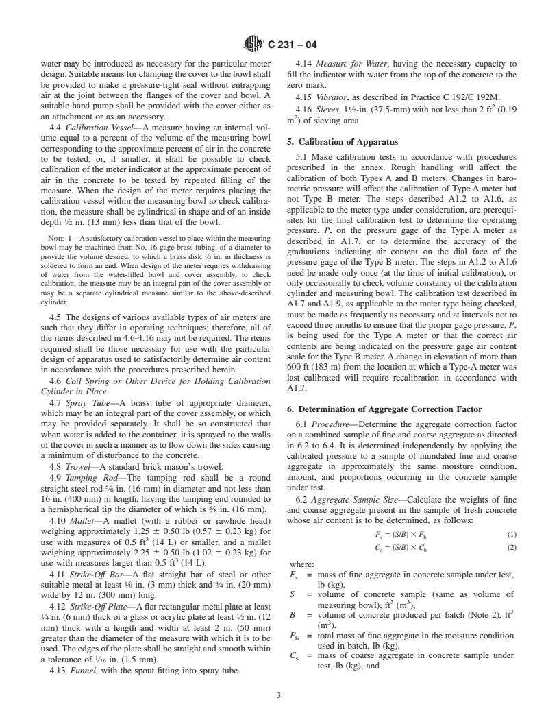 ASTM C231-04 - Standard Test Method for Air Content of Freshly Mixed Concrete by the Pressure Method