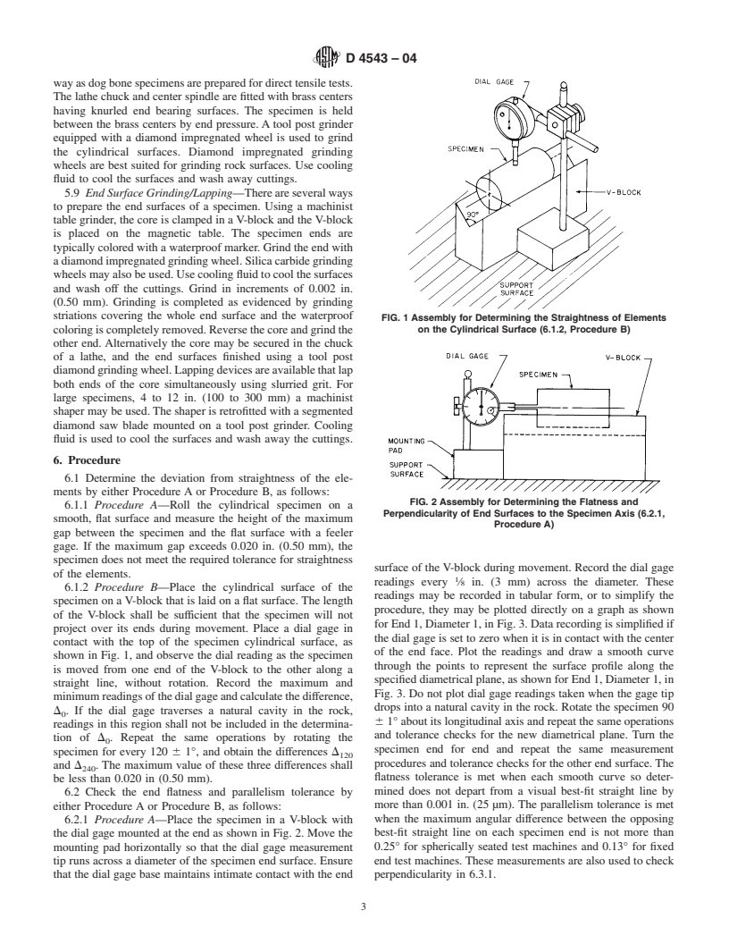 ASTM D4543-04 - Standard Practices for Preparing Rock Core Specimens and Determining Dimensional and Shape Tolerances