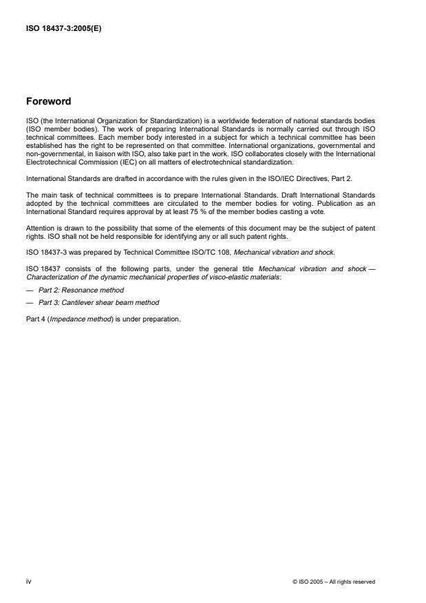 ISO 18437-3:2005 ISO 18437-3:2005 - Mechanical vibration and shock -- Characterization of the dynamic mechanical properties of visco-elastic materials - Page 4 preview