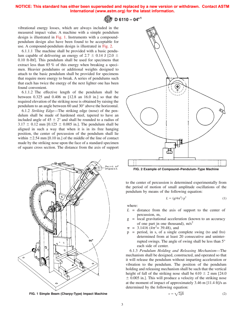 ASTM D6110-04e1 - Standard Test Methods for Determining the Charpy Impact Resistance of Notched Specimens of Plastics