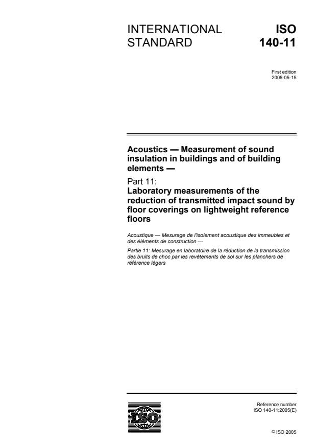 ISO 140-11:2005 - Acoustics -- Measurement of sound insulation in buildings and of building elements
