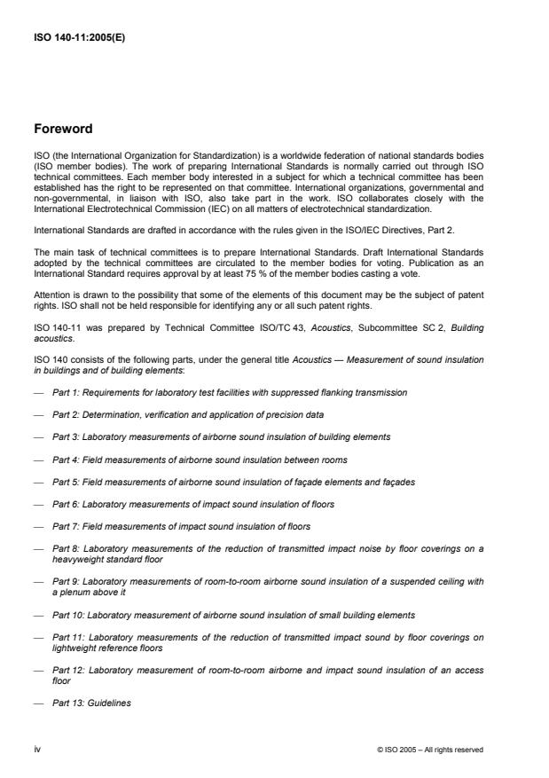 ISO 140-11:2005 ISO 140-11:2005 - Acoustics -- Measurement of sound insulation in buildings and of building elements - Page 4 preview