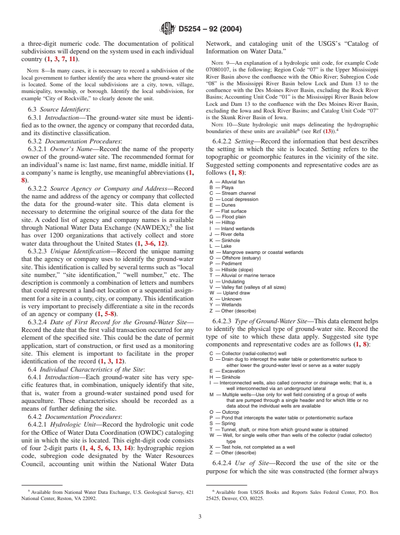 ASTM D5254-92(2004) - Standard Practice for Minimum Set of Data Elements to Identify a Ground-Water Site