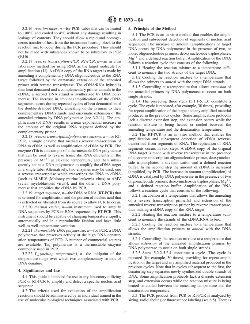 ASTM E1873-04 - Standard Guide for Detection of Nucleic Acid Sequences by the Polymerase Chain Reaction Technique