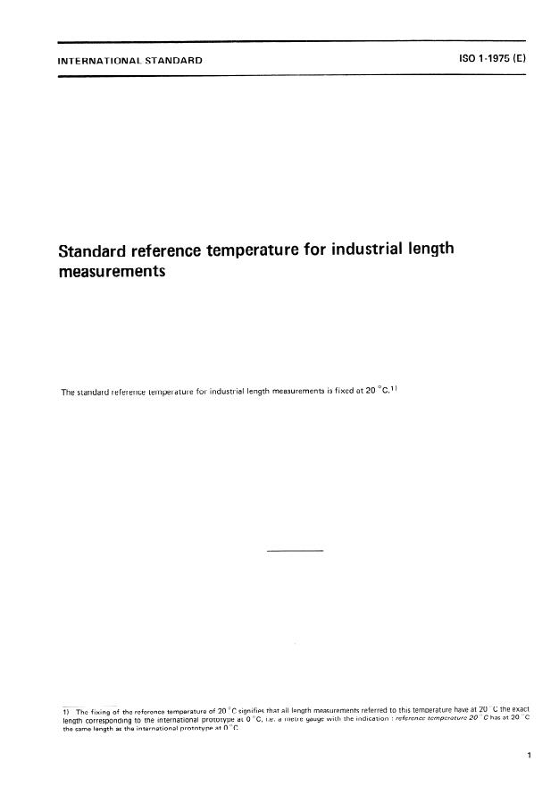 ISO 1:1975 - Standard reference temperature for industrial length measurements
