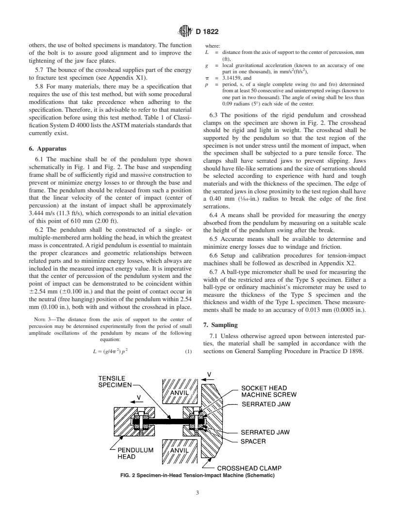 ASTM D1822-99 - Standard Test Method for Tensile-Impact Energy to Break Plastics and Electrical Insulating Materials