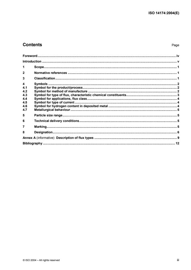 ISO 14174:2004 - Welding consumables -- Fluxes for submerged arc welding -- Classification