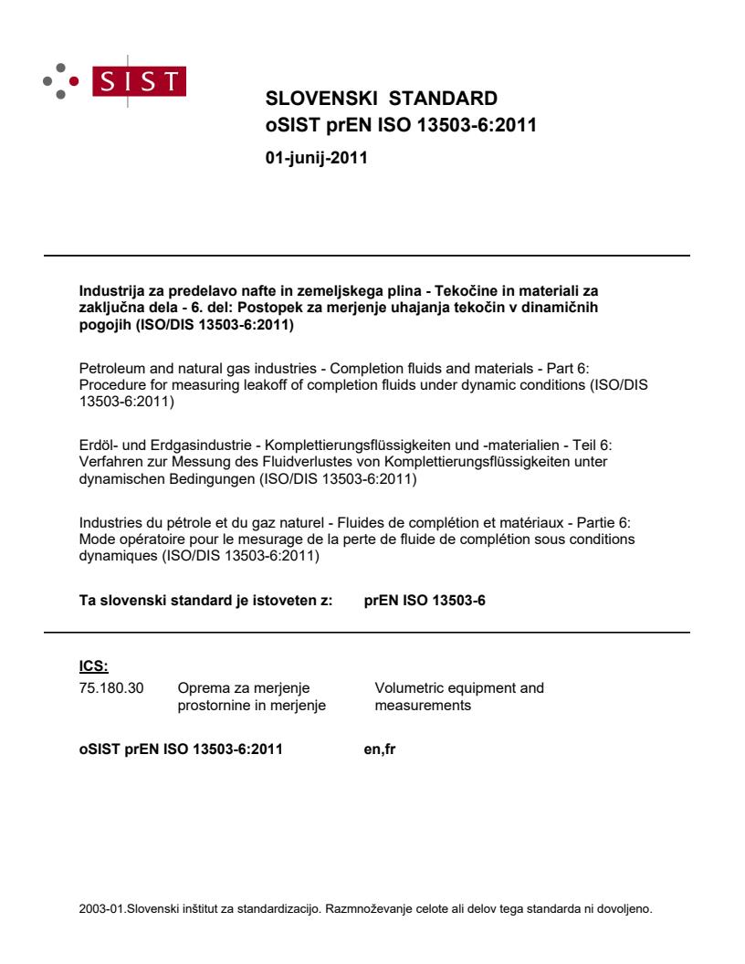 prEN ISO 13503-6:2011 - BARVE