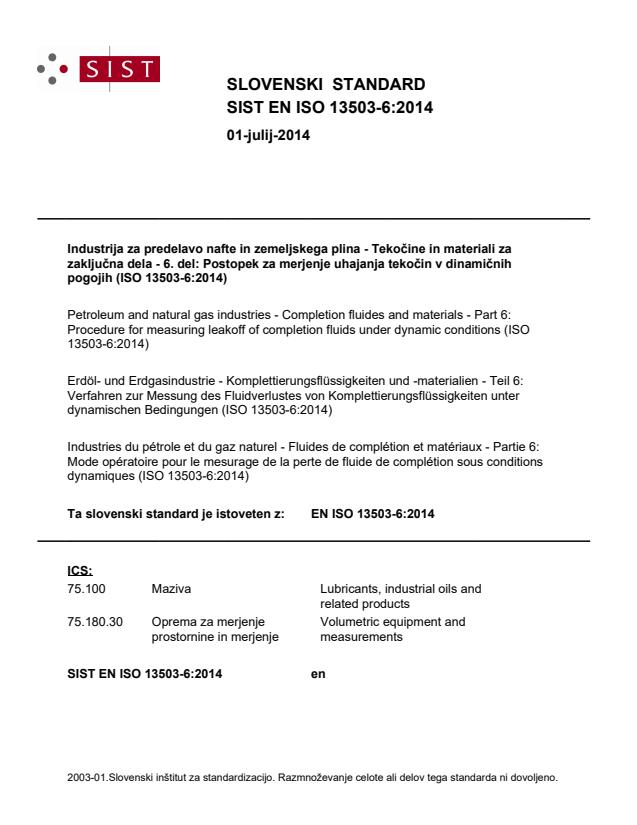 EN ISO 13503-6:2014 - BARVE