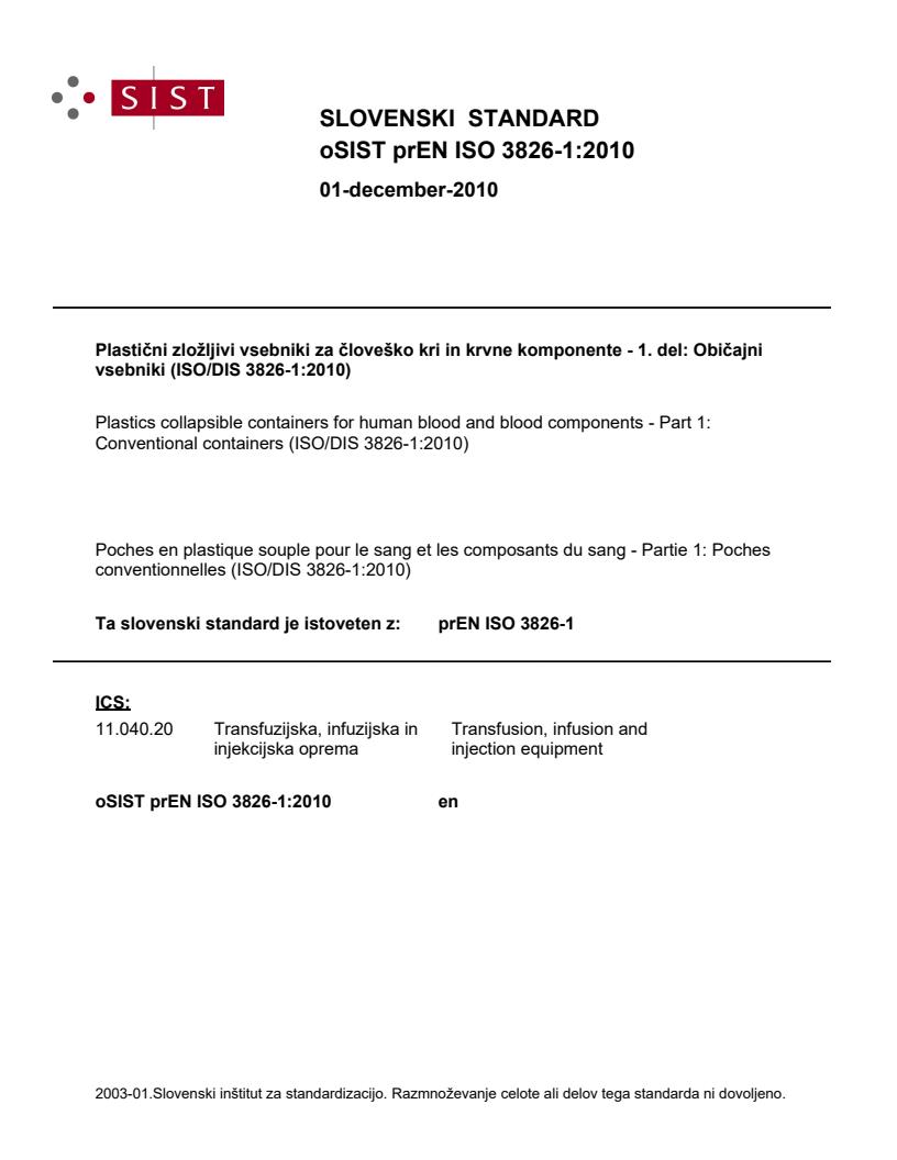 prEN ISO 3826-1:2010
