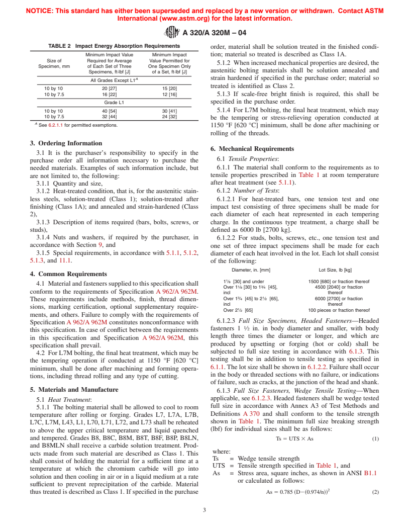 ASTM A320/A320M-04 - Standard Specification for Alloy-Steel and Stainless Steel Bolting Materials for Low-Temperature Service