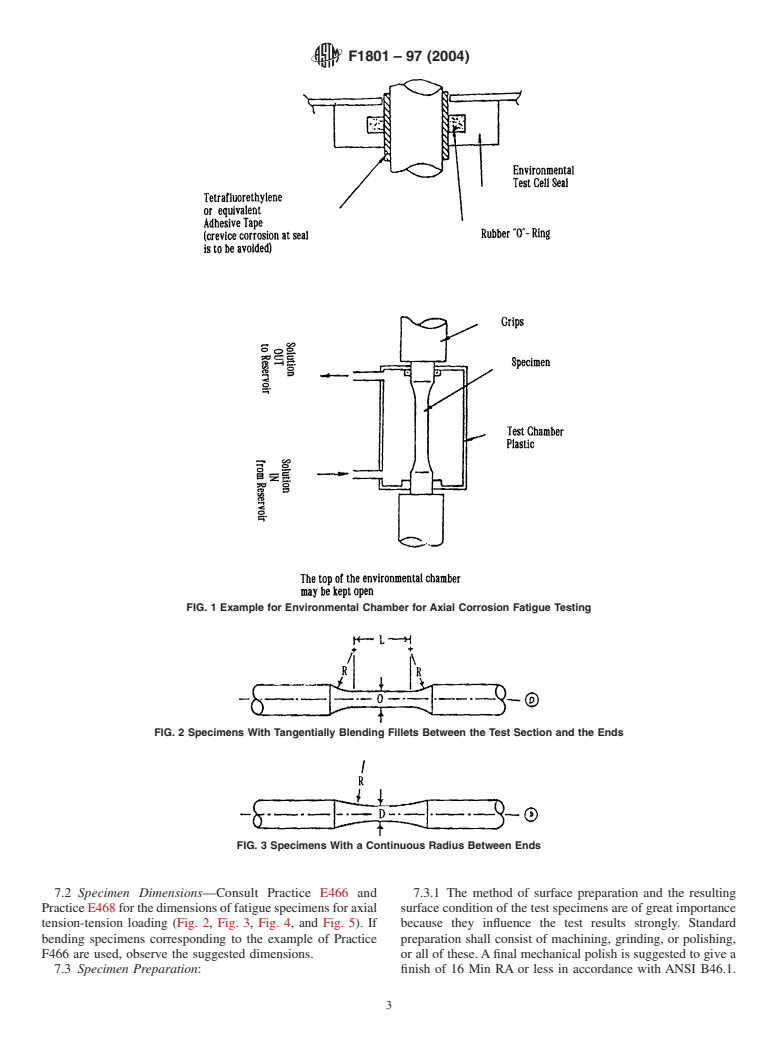 ASTM F1801-97(2004) - Standard Practice for Corrosion Fatigue Testing of Metallic Implant Materials