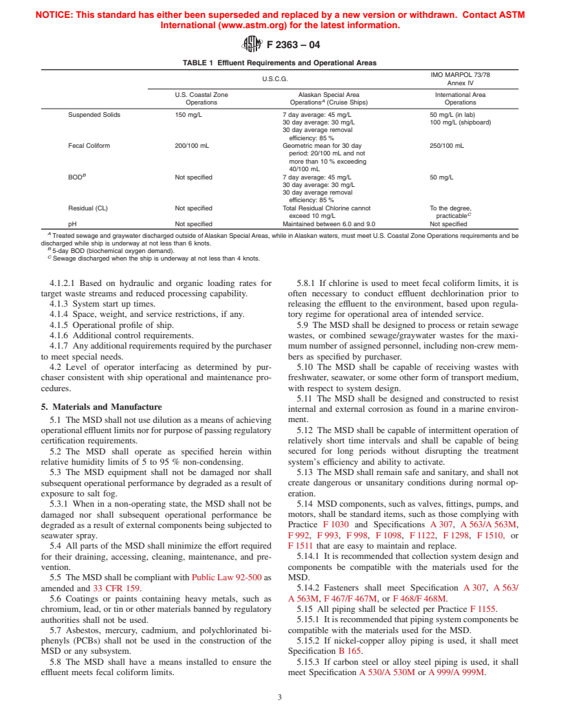 ASTM F2363-04 - Standard Specification for United States Coast Guard Type II or IMO MARPOL 73/78 Annex IV Marine Sanitation Devices (Flow Through Treatment)