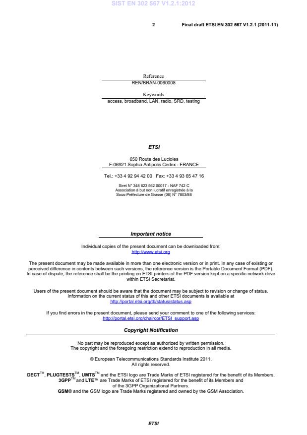 SIST EN 302 567 V1.2.1:2012 SIST EN 302 567 V1.2.1:2012 - Page 4 preview