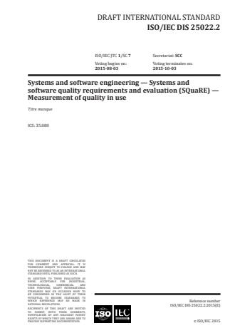 ISO/IEC 25022:2016 - Systems and software engineering -- Systems and software quality requirements and evaluation (SQuaRE) -- Measurement of quality in use