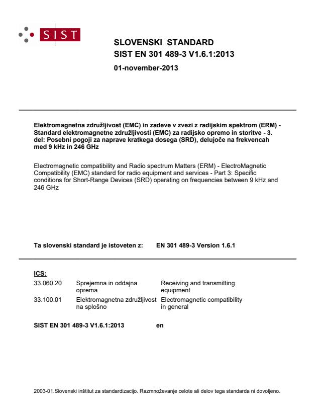 EN 301 489-3 V1.6.1:2013