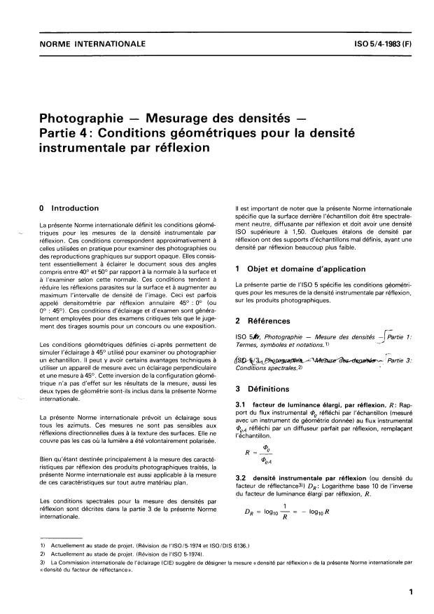 ISO 5-4:1983 - Photographie -- Mesurage des densités
