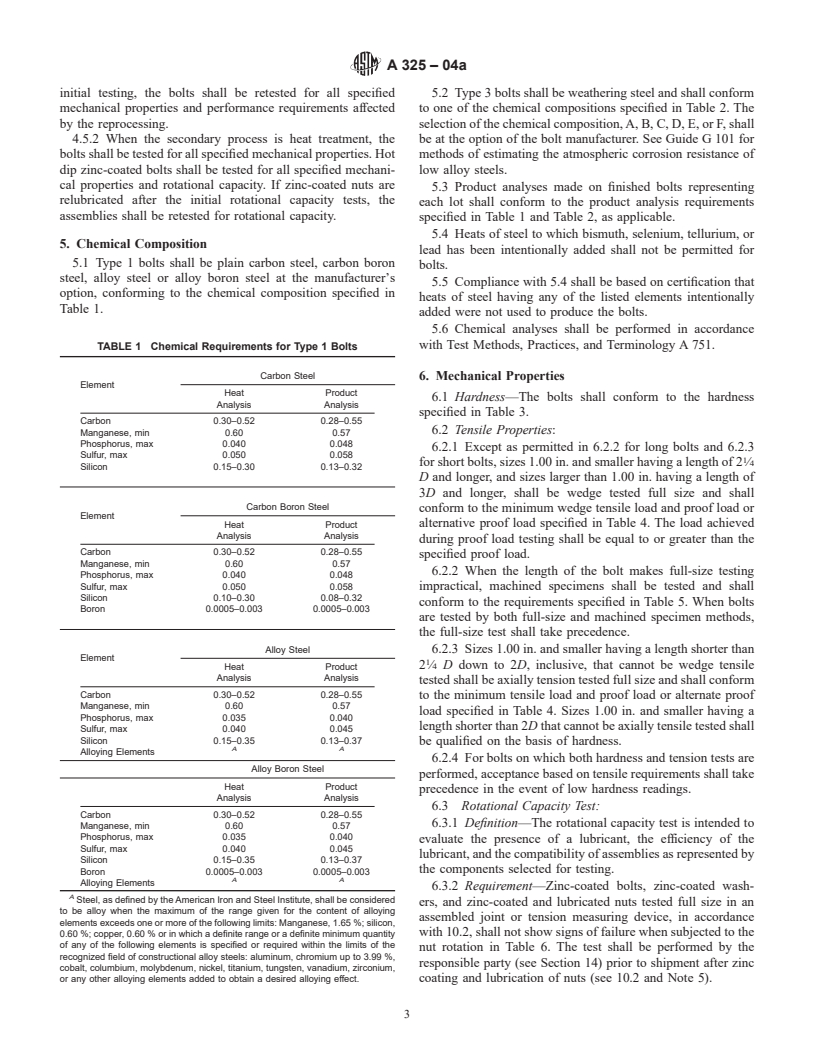 ASTM A325-04a - Standard Specification for Structural Bolts, Steel, Heat Treated, 120/105 ksi Minimum Tensile Strength