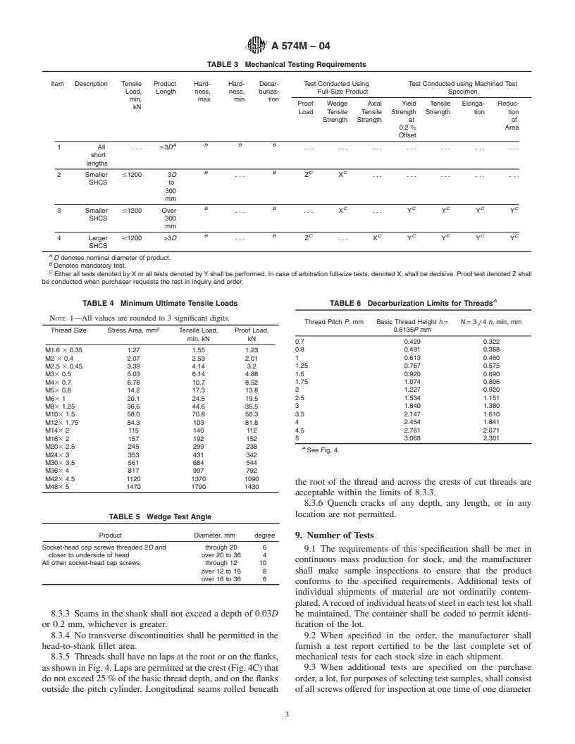 ASTM A574M-04 - Standard Specification for Alloy Steel Socket-Head Cap Screws [Metric]