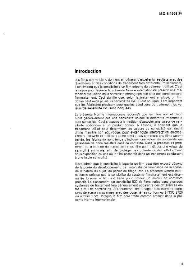ISO 6:1993 - Photographie -- Systemes film/traitement négatifs noir et blanc pour photographie picturale -- Détermination de la sensibilité ISO