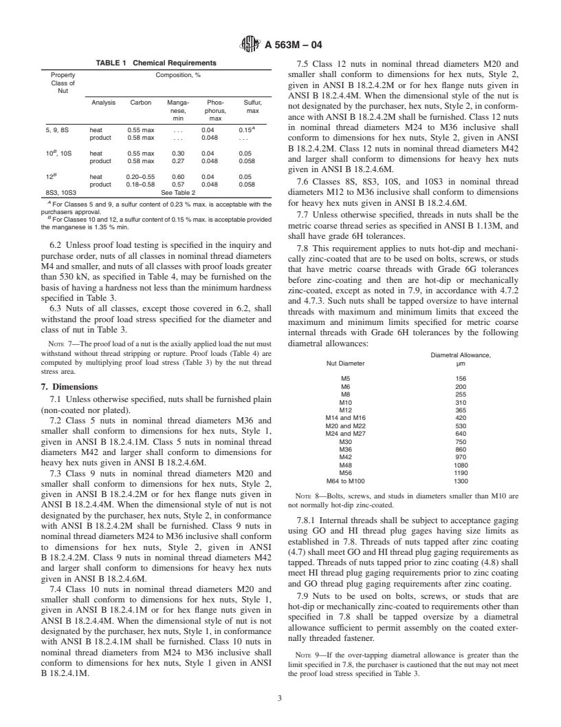 ASTM A563M-04 - Standard Specification for Carbon and Alloy Steel Nuts [Metric]