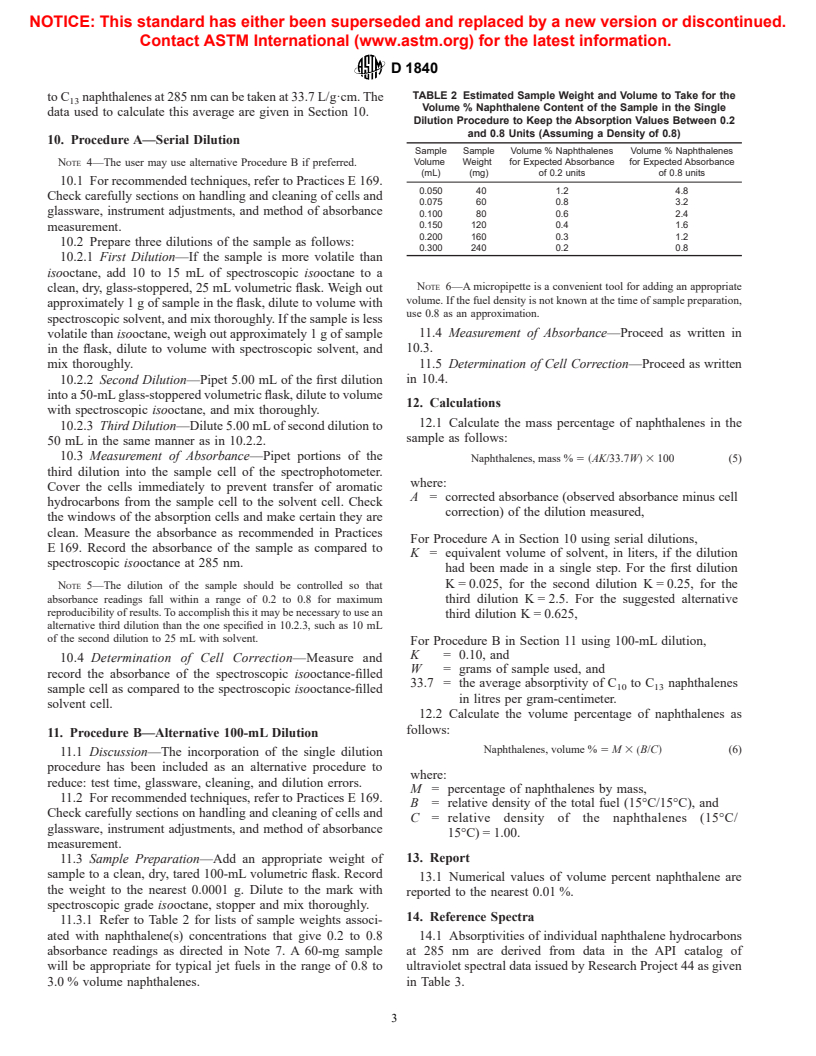 ASTM D1840-01 - Standard Test Method for Naphthalene Hydrocarbons in Aviation Turbine Fuels by Ultraviolet Spectrophotometry