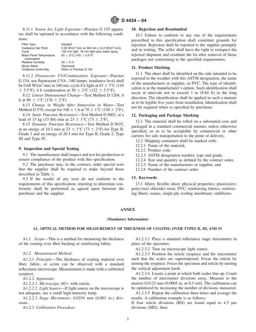 ASTM D4434-04 - Standard Specification for Poly(Vinyl Chloride) Sheet Roofing